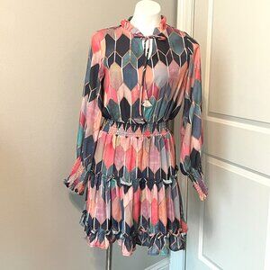 Mulla Long Sleeve Cocktail Dress with Mandarin Collar Size S